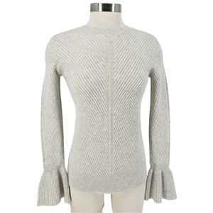 Club Monaco Ralph Lauren Andreah Gray Rib Knit Wool Sweater Bell Sleeve